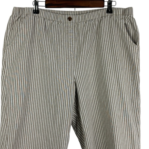 Alia Vertical Strips Elastic Waist Pull On Capri Stretch Pants Women's 16 Tan - Picture 3 of 3